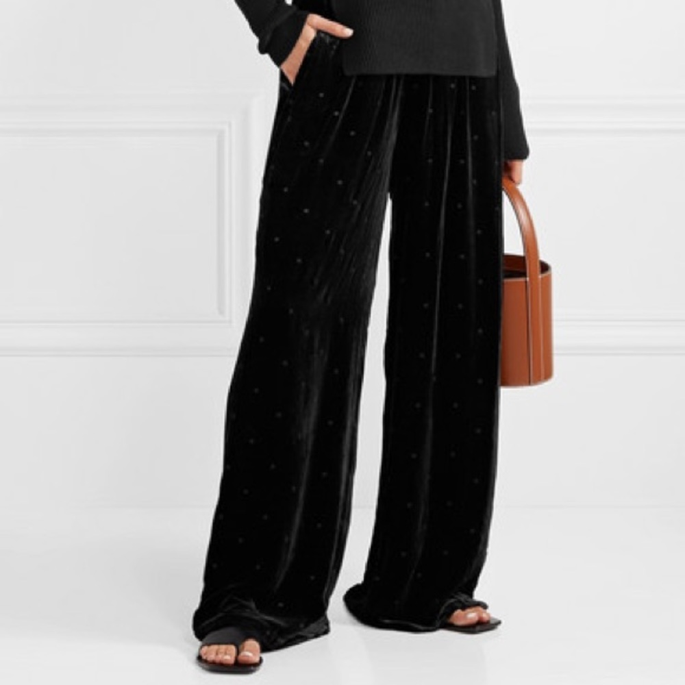 Velvet embroidered pant